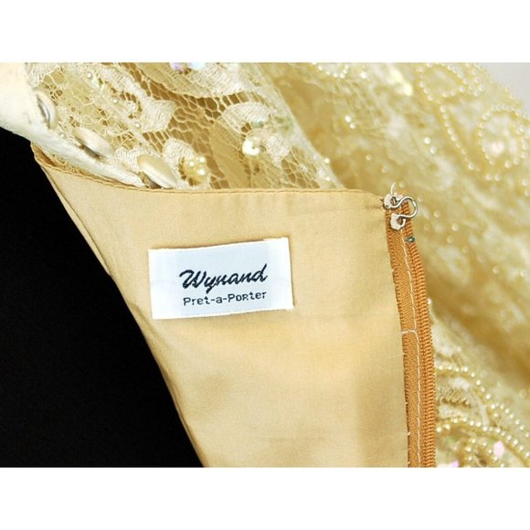 Lace dress with pearls and sequins ivory ecru lace short wedding dress - Picture 6 of 6